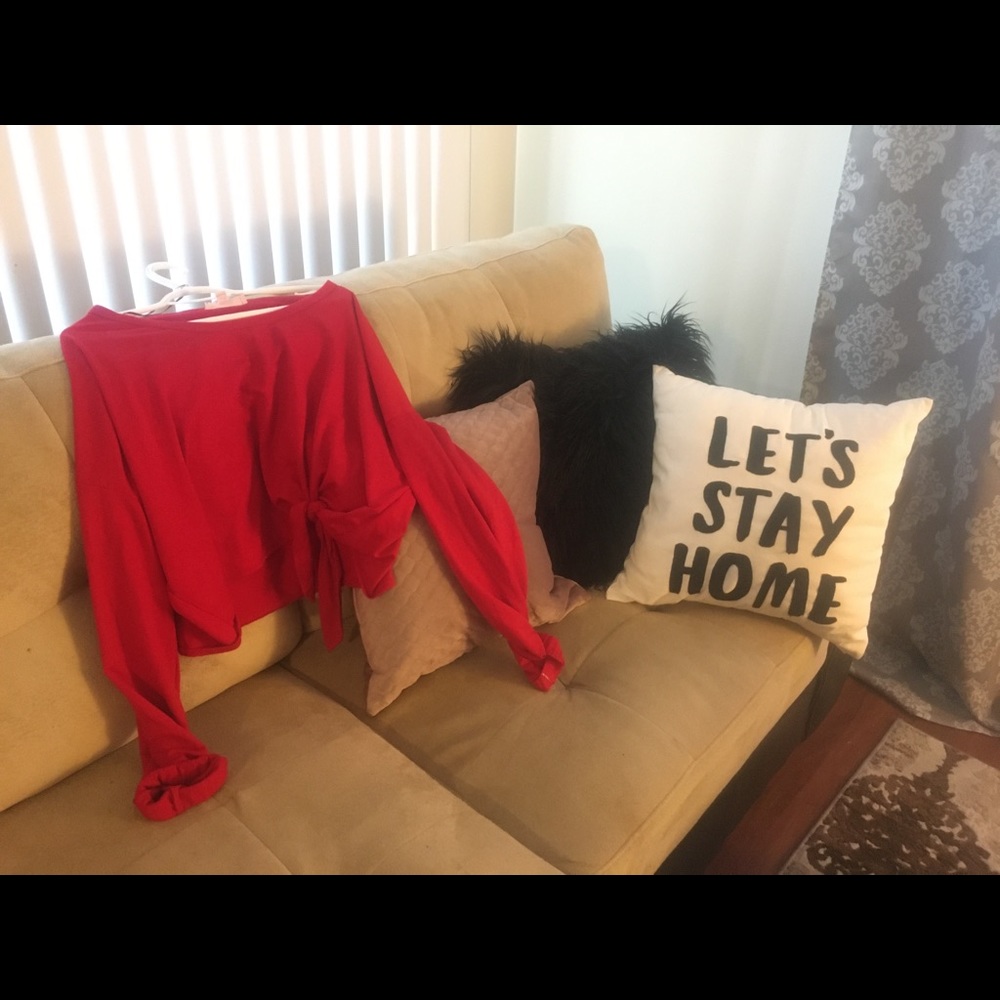 Red long sleeve cropped sweater